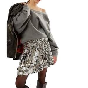 Free People Can't get enough Sequin Skirt Dressy Grunge Punk Sparkle 6